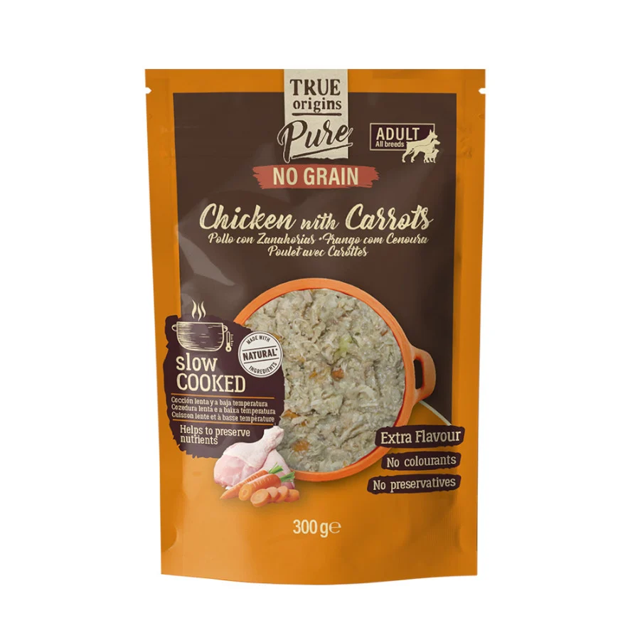 True Origins Pure Gently Cooked Comida húmida de frango em saqueta para cães