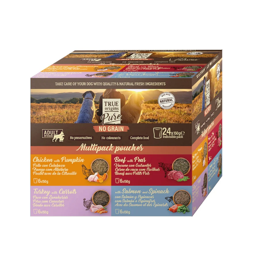 True Origins Pure Multipack Comida húmida Carne e Peixe em saquetas para cães - Multipack