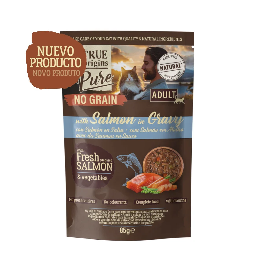 True Origins Pure No Grain Comida húmida de salmão am saqueta para gatos - Image 2