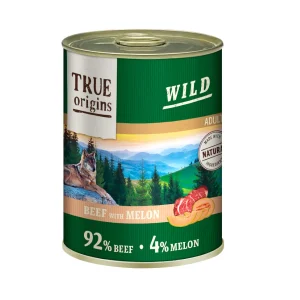 True Origins Wild Adult Comida húmida de Carne de Vaca com Melão em lata para cães