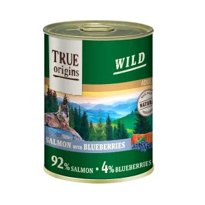 True Origins Wild Adult Comida húmida de Salmão com Mirtilos em lata para cães