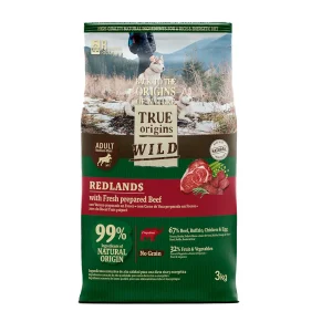 True Origins Wild Adult Redlands Vitela ração para cães