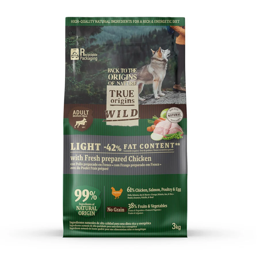 True Origins Wild Light ração de frango para cães