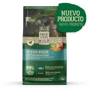 True Origins Wild Ocean River Salmão e Truta ração para gatinhos