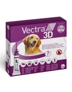 Vectra 3D para Cães 25 - 40 kg (3 pipetas): Desparasitante Externo Eficaz
