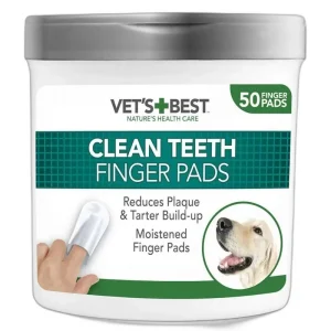 Vet’s Best Dental Care Wipes Dedeiras para Higiene Oral de Cães e Gatos