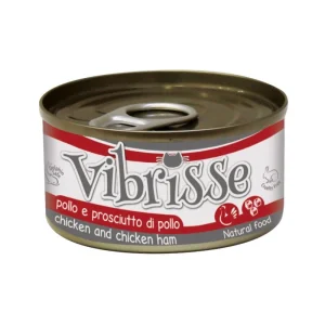Vibrisse Frango e Presunto 70g – Lata para Gatos – Alimento húmido natural