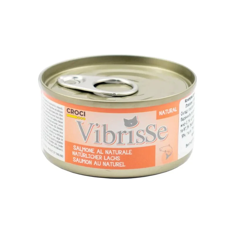 Vibrisse Salmão 70g – Lata para Gatos – Alimento húmido natural