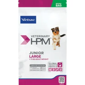 Virbac Veterinary HPM Junior Dog Large – Alimento seco para cães jovens de raça grande – 12 kg
