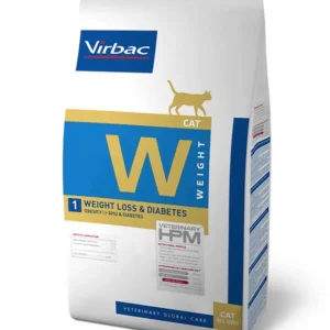 Virbac Veterinary HPM W1 Weight Loss & Diabetes – Alimento seco para gatos com excesso de peso ou diabetes