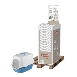 WC Fechado para Gatos Cathy Nordic Sky com Porta Basculante da Stefanplast