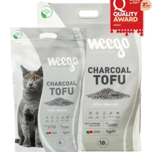 Weego Charcoal Tofu – Areia Aglomerante Natural com Carvão Ativado para Gatos