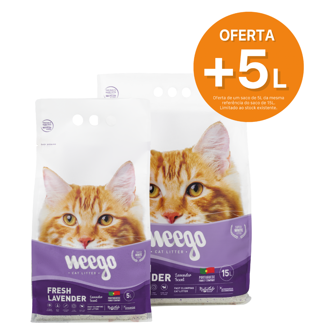 Weego Lavanda Fresca Areia Aglomerante 15L + 5L Oferta