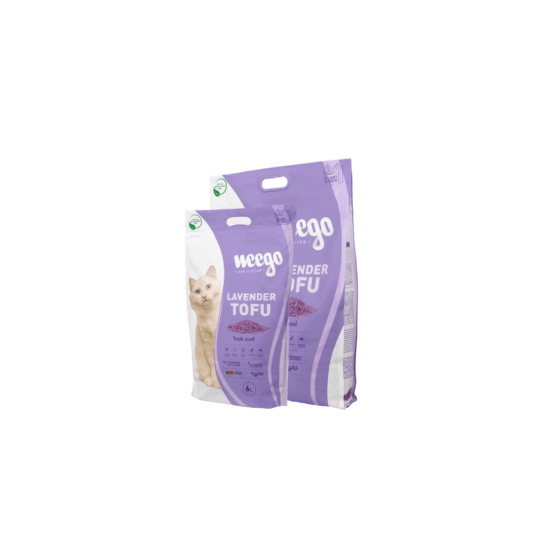 Weego Lavender Tofu – Areia Aglomerante Natural de Tofu com Aroma de Lavanda para Gatos