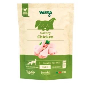 Weego Savory Chicken – Alimento húmido monoproteico em patê para cães adultos 260 g