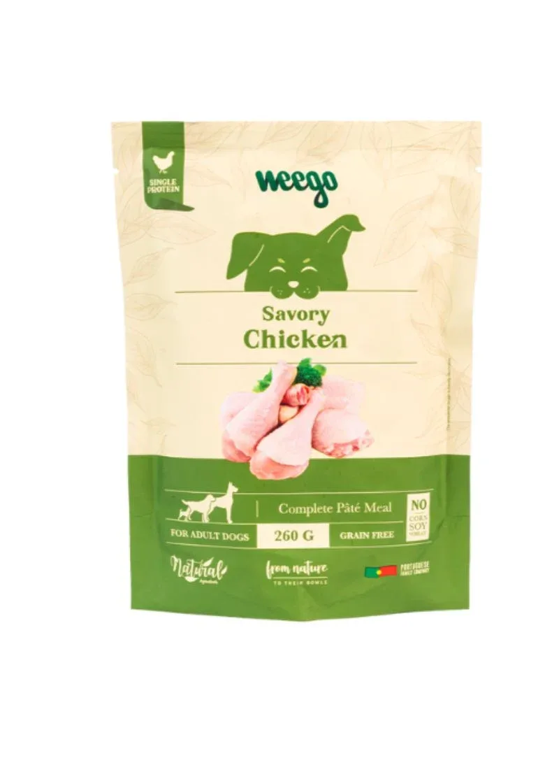 Weego Savory Chicken – Alimento húmido monoproteico em patê para cães adultos 260 g