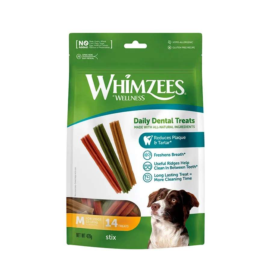 Whimzees Snacks Dentários Stix para cães de raças medias