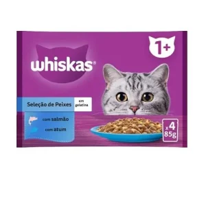 WHISKAS SAQUETAS 1+SELEÇÃO DE PEIXE ADULTO 4X85GR