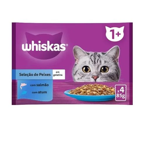 WHISKAS SAQUETAS 1+SELEÇÃO DE PEIXE ADULTO 4X85GR - Image 2