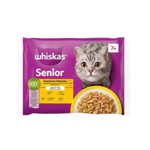 WHISKAS SAQUETAS SÉNIOR SELEÇÃO AVES 4X85G