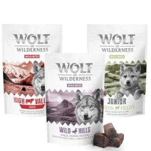 Wolf of Wilderness Wild Bites sem cereais - Pack económico 3 x 180 g