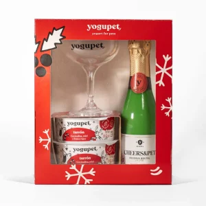 Yogupet – Caixa de Natal com Champanhe + Copo + 2 Iogurtes