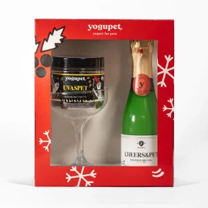 Yogupet – Caixa de Natal com Champanhe + Copo + Uvas